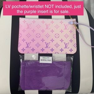 NEW purple felt insert for Louis Vuitton neverfull pochette wristlet sunrise LV